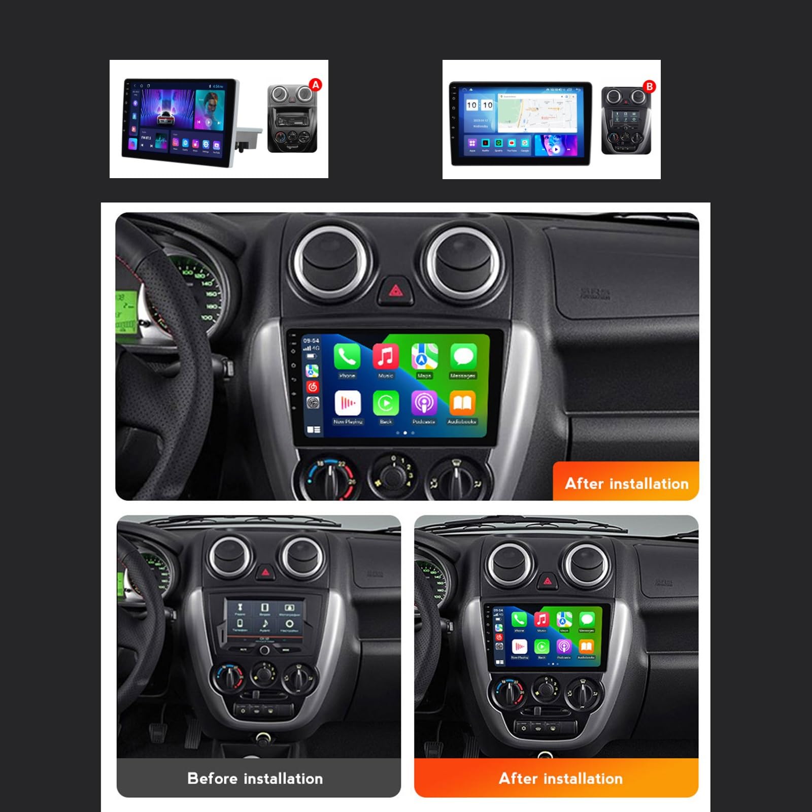 9-calowe radio samochodowe z ekranem dotykowym Android 12 do LADA Granta 2011-2018, obsługuje CarPlay, Android Auto, RDS, HiFi DAB, nawigację GPS, Bluetooth 5.0, kamerę zapasową, sterowanie kierownicą