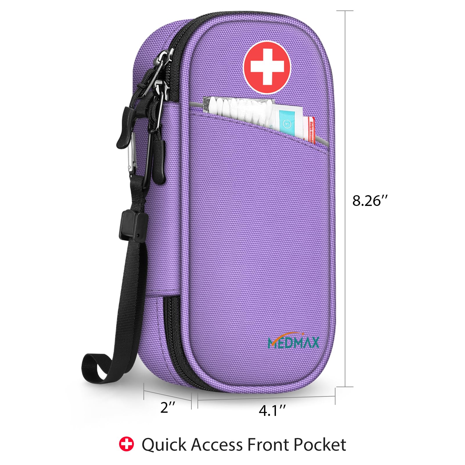 MEDMAX Enfriador Bolsa de Insulina 2 Paquetes de Hielo, Portátil Organizador de Medicamentos, Aislado Estuche para Bolígrafos de Insulina u Otros Suministros para Diabéticos, (Púrpura)