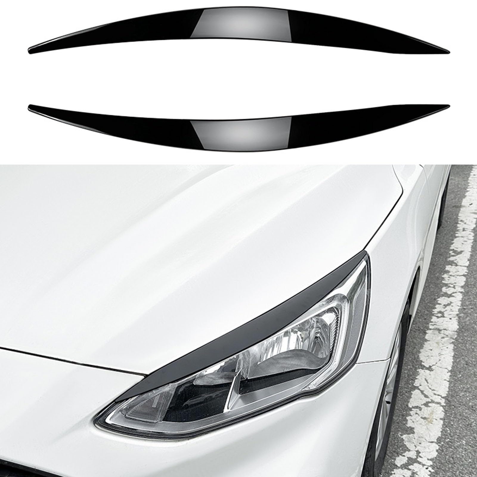 YPFYBHD Compatible with Ford Focus MK4 2019-2022, 1 Pair Car Headlight Eyebrow Eyelid Lamp Car Evil Eye Car Sticker Exterior Accessories Modification,Black