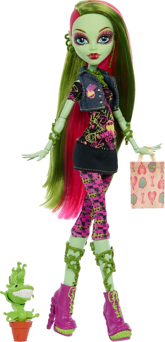 Muñeca Monster High Boo-riginal Creeproduction, Venus McFlytrap Reproducción coleccionable con soporte de muñeca, diario y masticador de mascotas