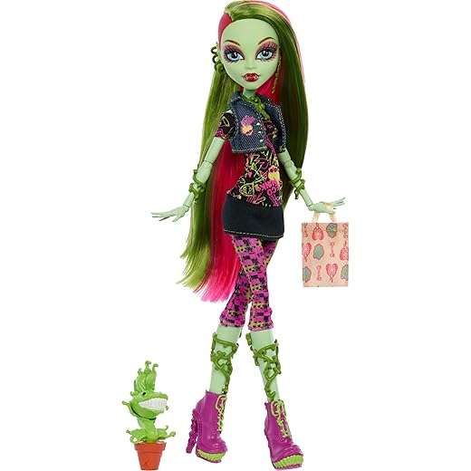 Monster High Boo-riginal Creeproduction Doll, Venus McFlytrap Collectible Reproduction with Doll Stand, Diary, and Pet Chewlian
