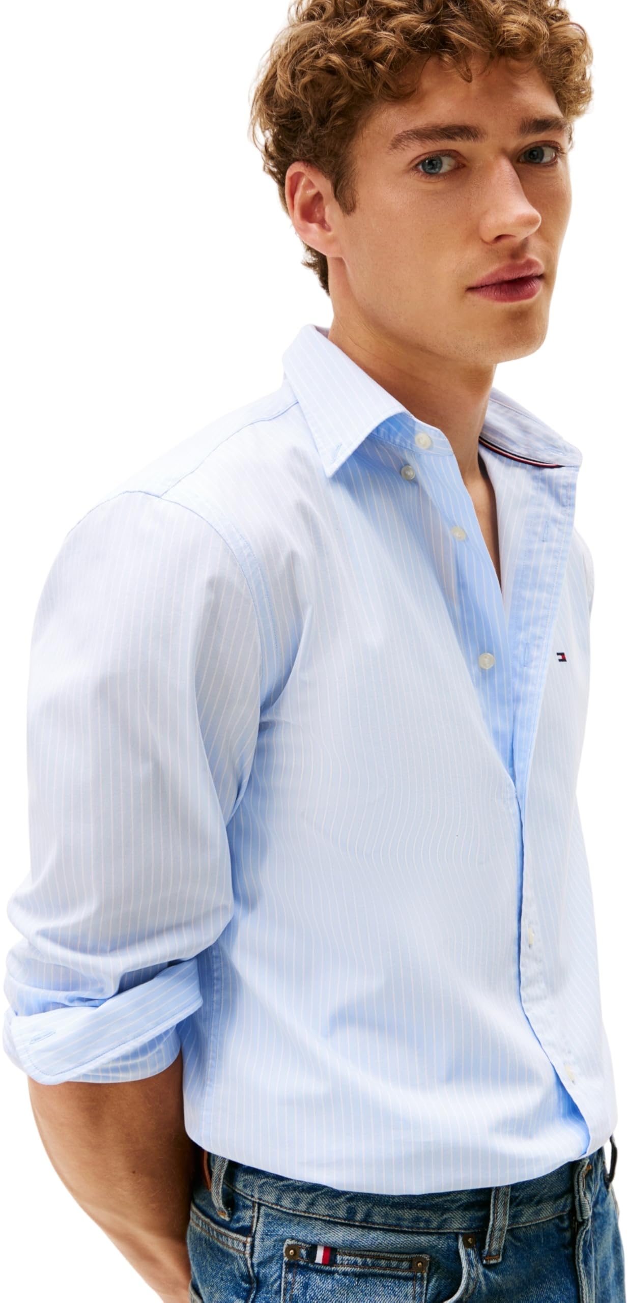 Tommy Hilfiger Herren Core Hairline Poplin Rf Shirt Mw0mw41399 L/S Shirt (1er Pack)
