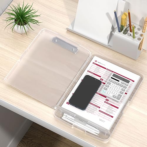 Miniatura 7 de Rimilak Portapapeles de plástico con almacenamiento, portapapeles de enfermería de alta capacidad con soporte para bolígrafo, caja de almacenamiento