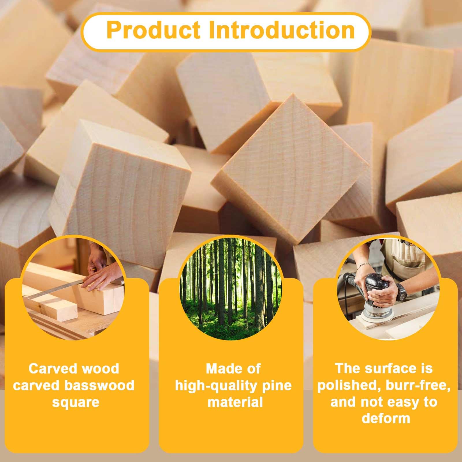 Navaris 50 stuks houten blokken - 3 x 3 x 3 cm - Houten