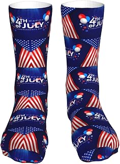 DULHJA 4th Of July Independence Day American Patriotic Socks Casual Crew Socks For Women'S Men Running Sport Work Short Socks Comfort Mid Tube Stockings 16 Inches