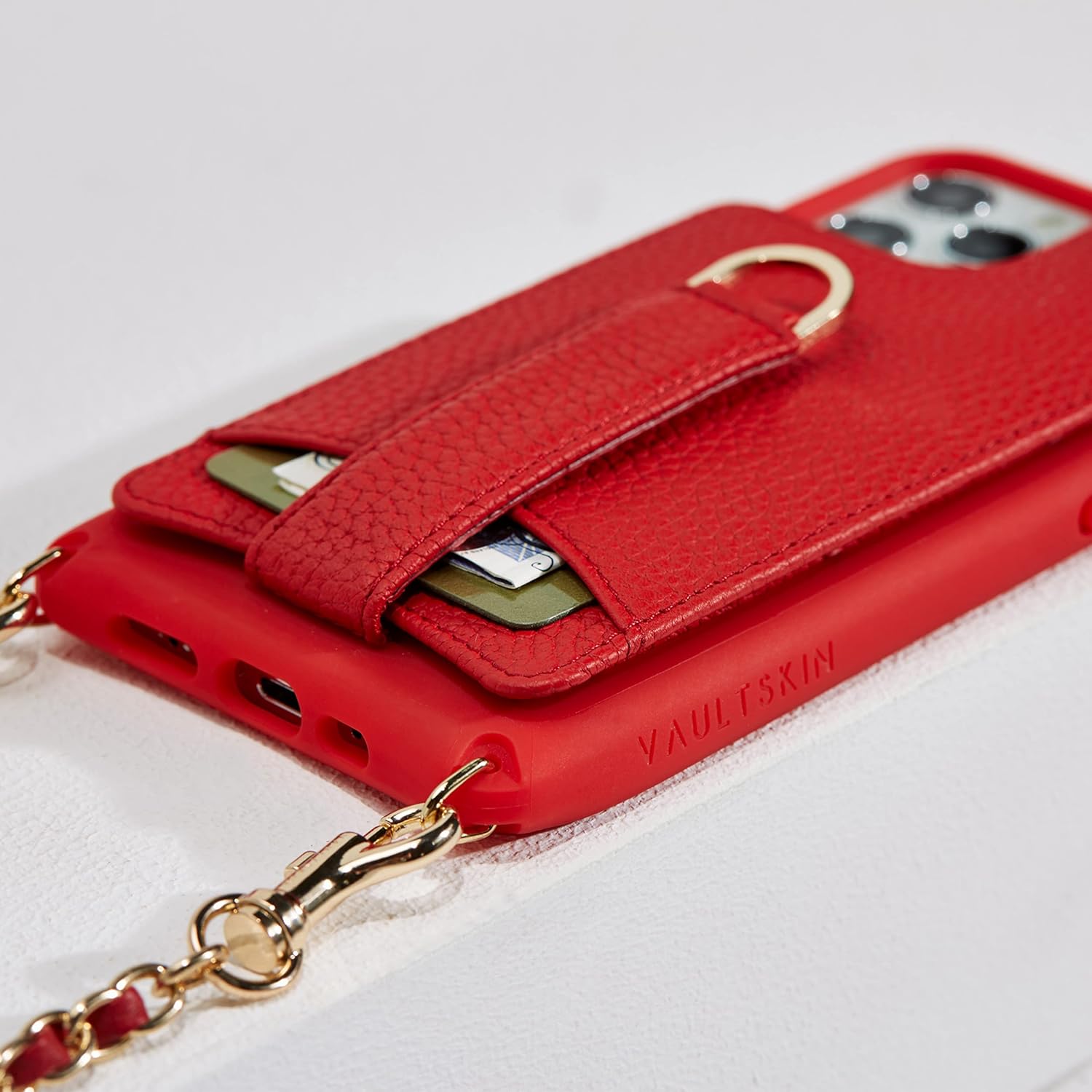 Vaultskin Victoria Leather Strap Case with Wallet for iPhone - Crossbody Clip and Go Purse for Cards and Cash