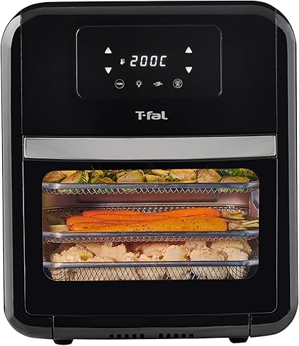 T-fal Easy Fry - Horno tostador y parrilla 9 en 1 con freidora de aire, 11.6 cuartos de galón11 litros, interfaz digital, libro de recetas digital,