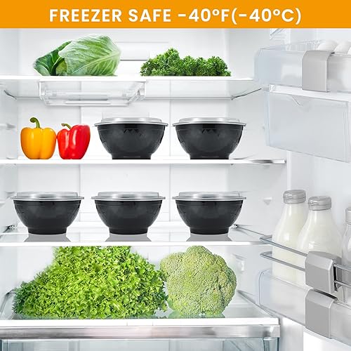 Miniatura 7 de Kitch'nMore Cuencos de preparación de comidas extra gruesos de 36 onzas con tapas, recipientes de plástico con cubiertas transparentes para fideos,