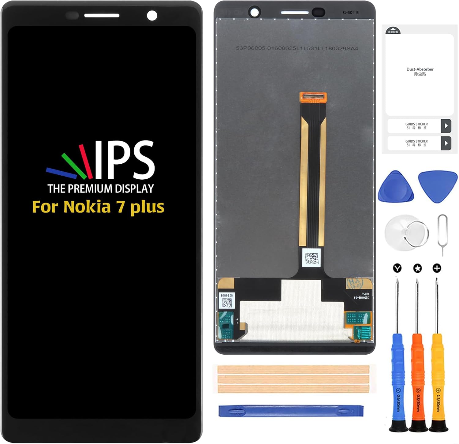 A-MIND for Nokia 7 Plus LCD Screen Display TA-1041 TA-1062 TA-1046 Touch Digitizer Replacement Full Assembly with Free Tools