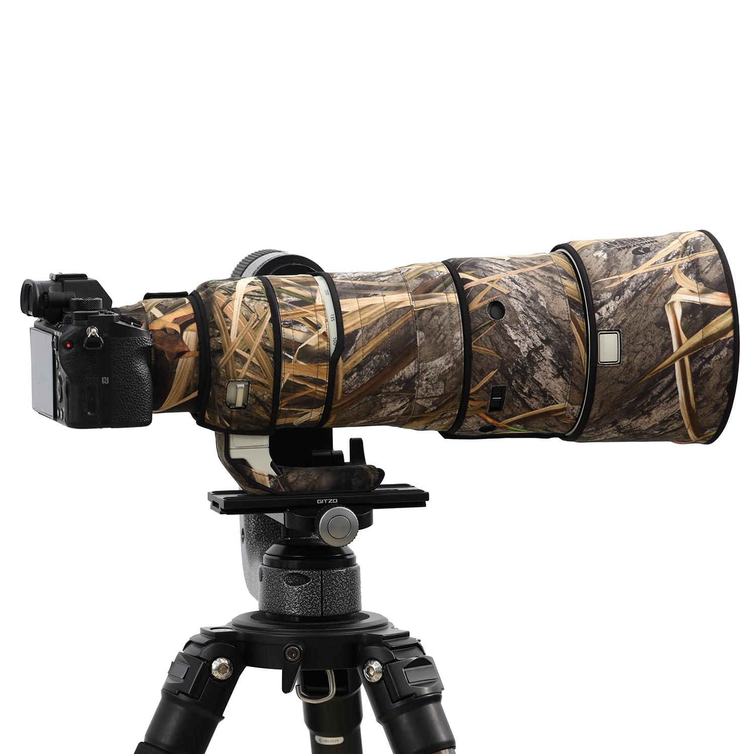 Rolanpro Funda Impermeable para Lente de Camuflaje para Sony FE 100-400 mm F4.5 GM OSS, Funda Protectora para Lentes, Ropa #49 Camuflaje de Hierba Impermeable