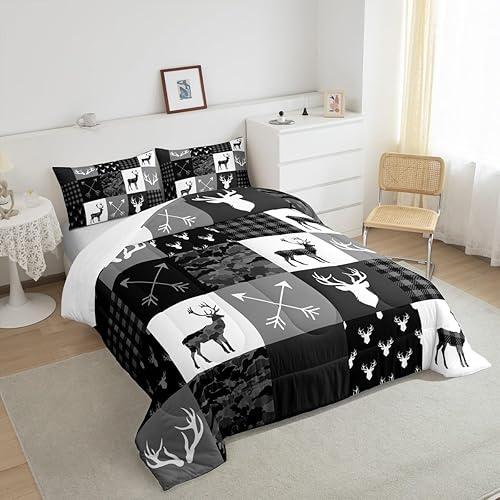Miniatura 9 de Juego de edredón de silueta de ciervo, tamaño Queen, juego de ropa de cama de 3 piezas para niños, adolescentes, decoración de la habitación del