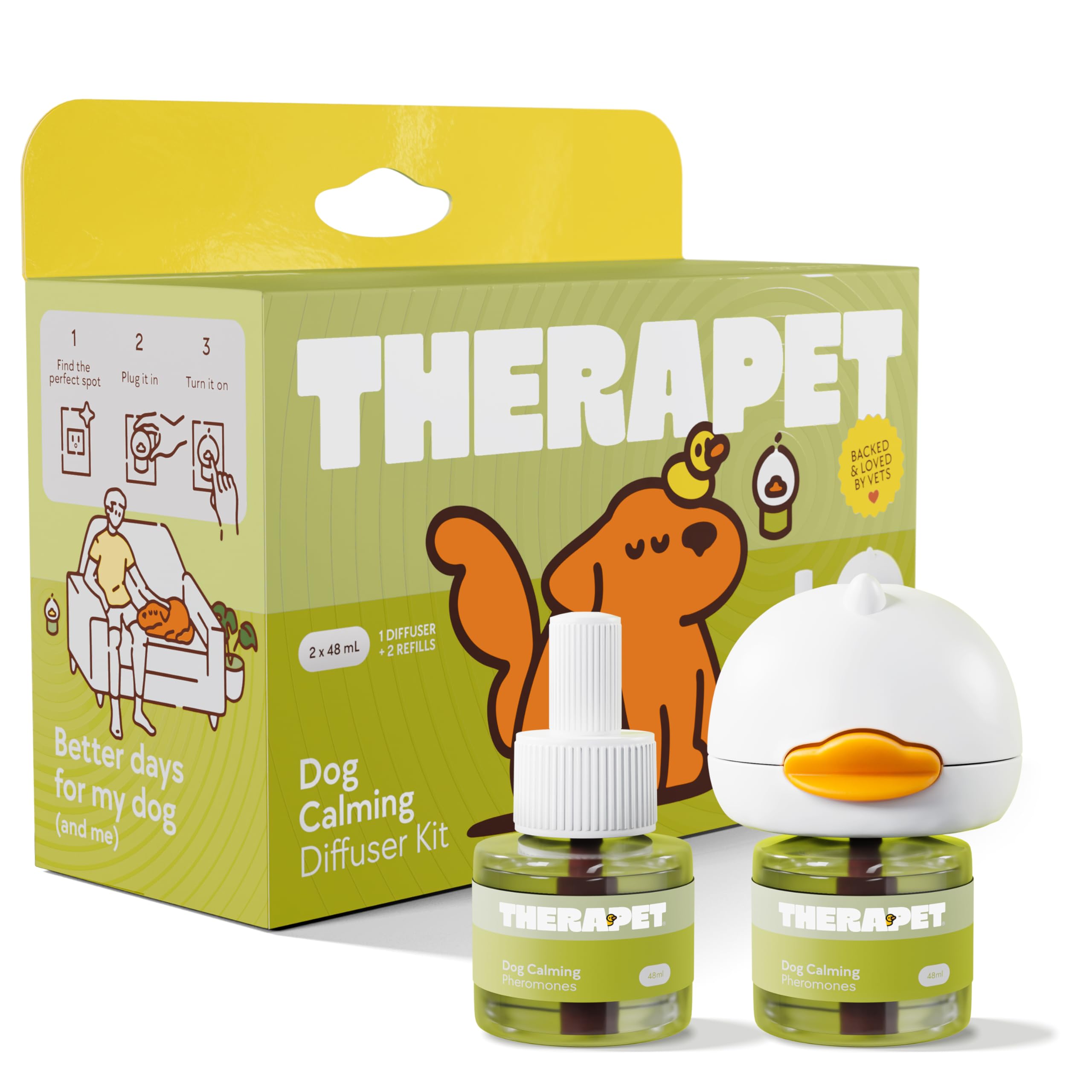 TherapetMD 60-Day Dog Calming Diffuser - for Stress Destructive Behavior Pee Accidents Separation Anxiety Barking Aggression Chewing -