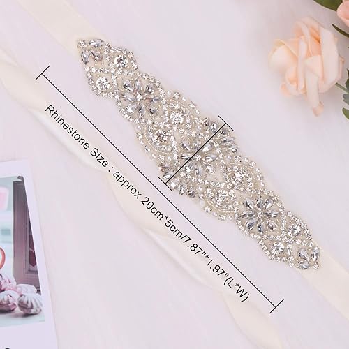 Miniatura 5 de Cinturón nupcial para mujer con diamantes de imitación para boda con perlas de cristal para vestidos y vestidos