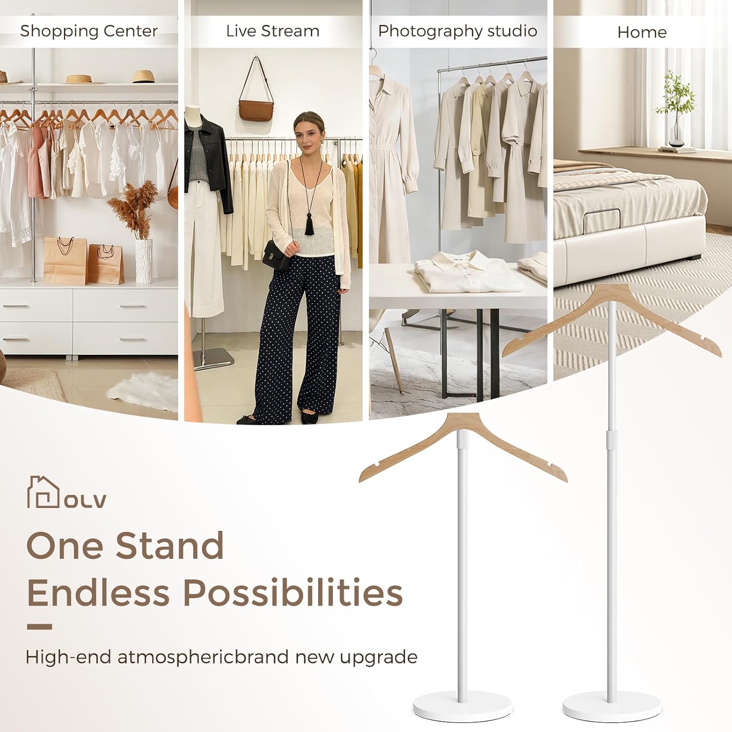 OLV 2 Pack Mannequin Torso, Adjustable Shirt Display Stand 30 to 41 Inches Height, Stable Dress Form Clothing Display Stand for Vendor, Portable Garment Rack for Cap and Gown, Solid Wood