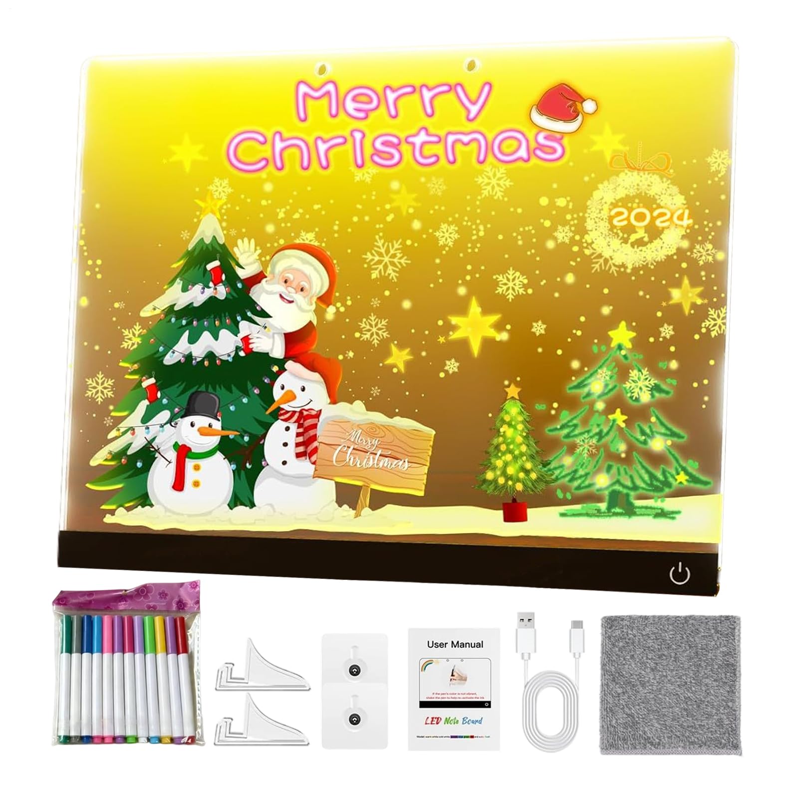 Pizarra Luminosa para Notas con Colores Tablero Portátil Con Lápiz De 12