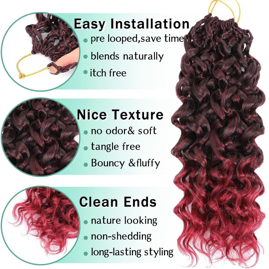 New Gogo Curl Crochet Hair Pre Looped 8 Packs Pre Twisted Curly Crochet Hair for Black Women Beach Curl Wave Crochet Synthetic Hair Extensions (14 Inch (Pack of 8) TBUG#)