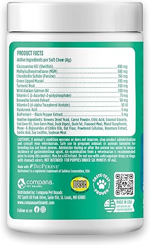 Miniatura 13 de Doggie Dailies, Suplemento avanzado para cadera y articulaciones para perros, glucosamina condroitina, masticables premium para cadera y