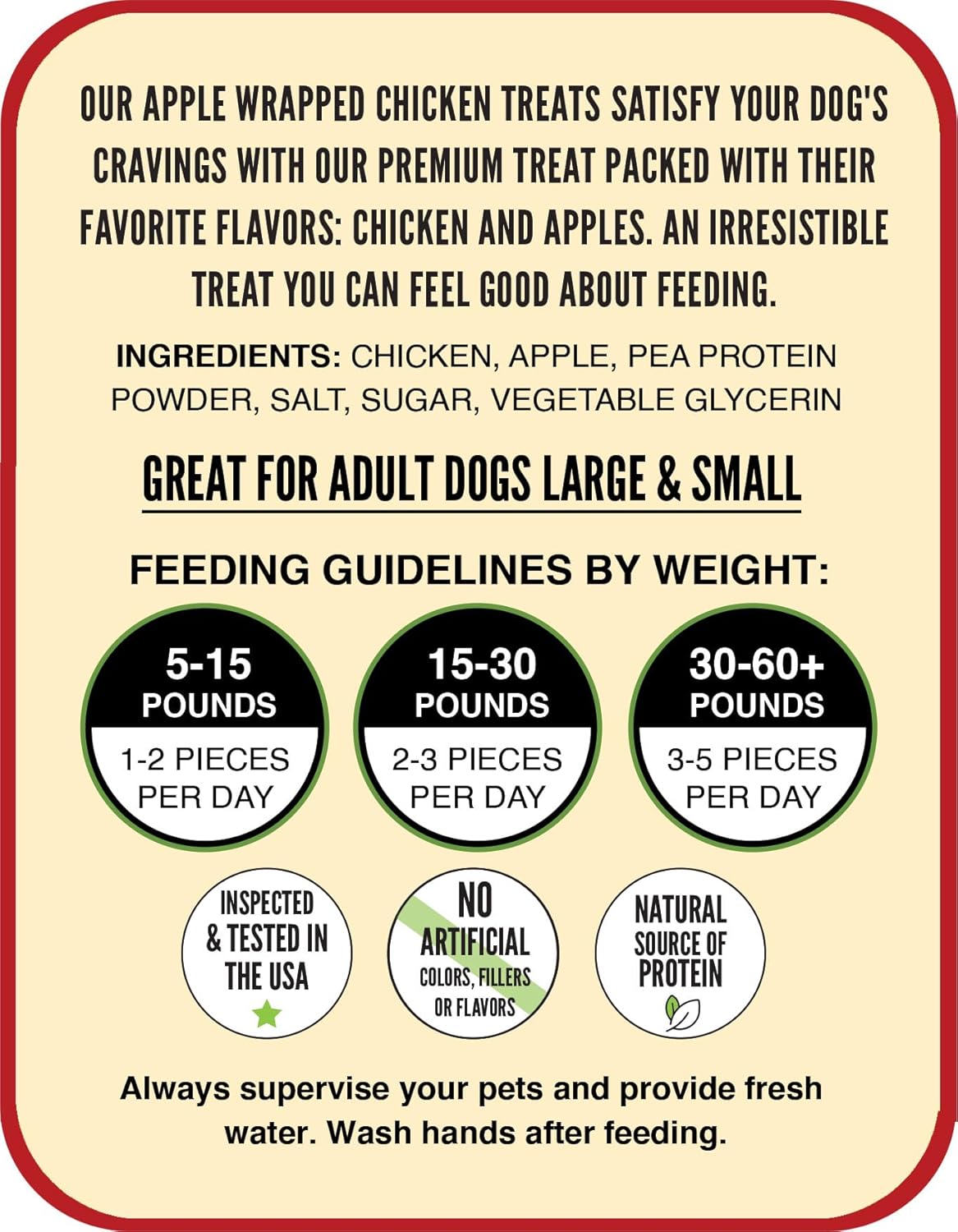 Hubert Pet Gourmet Chicken Wrapped Apple Bites, Low Ingredient Healthy Dog Training Snacks, Low Fat, High Protein, 2.5 lbs