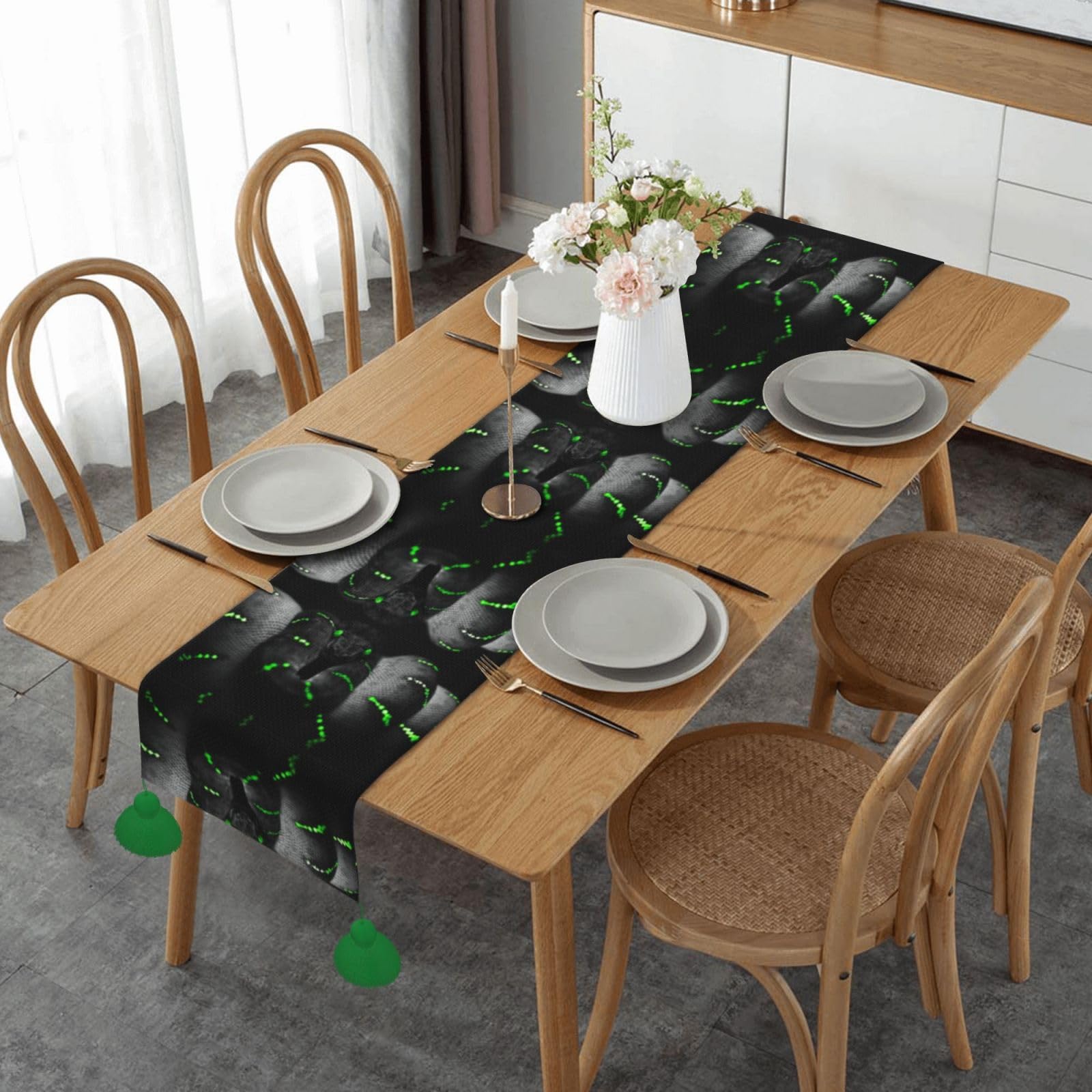 Chemin de table rustique serpent 3D pour réveillon de Noël et repas de famille chaleureux