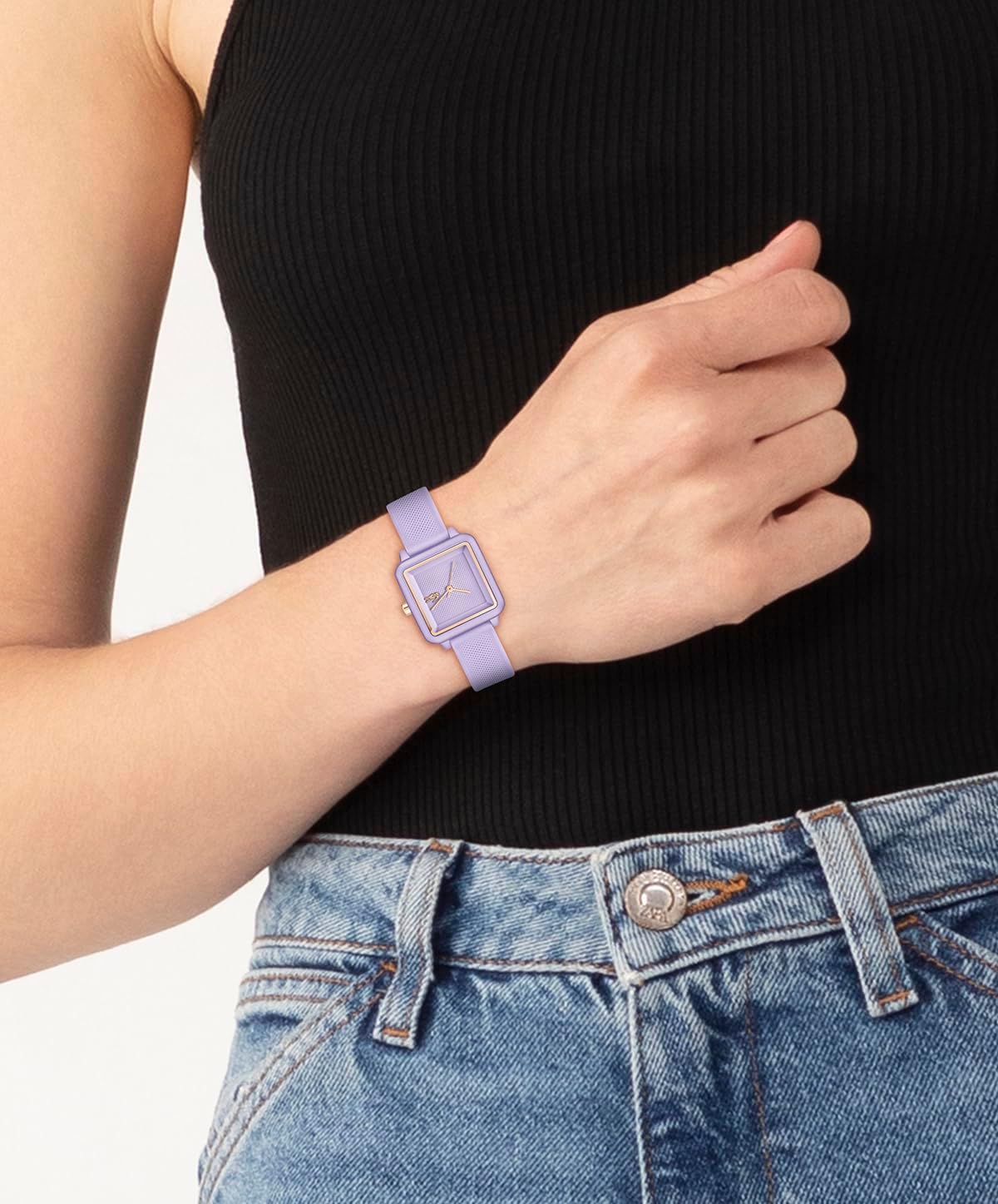 Lacoste.12.12 Flow Women's 3H Quartz Watch - Slim Silicone Strap - Square Case - Water Resistant up to 3ATM/30 Meters - Minimalist Elegance for Her - 26mm
