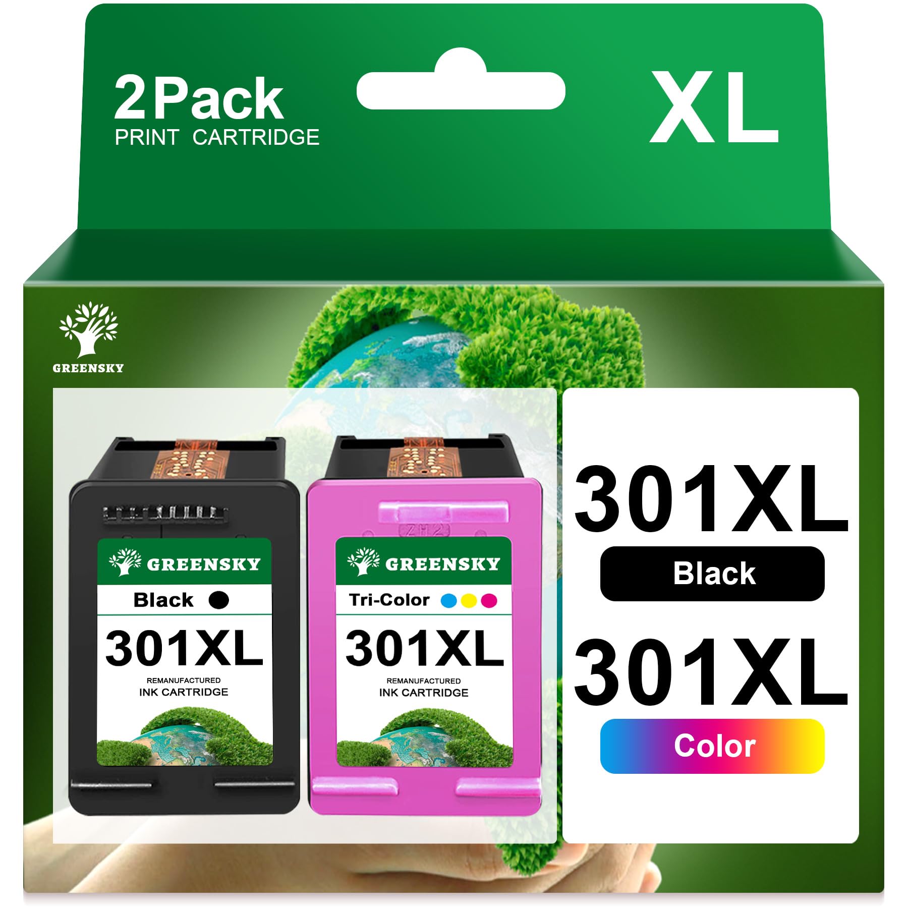 GREENSKY 301 XL Druckerpatronen Multipack Ersatz für HP 301 Druckerpatronen für HP 301 XL 301XL für HP Envy 4500 5530 4502 5534 5532 4504 DeskJet 2540 1010 2544 2549 OfficeJet 4630 2620 4634 4632 2622
