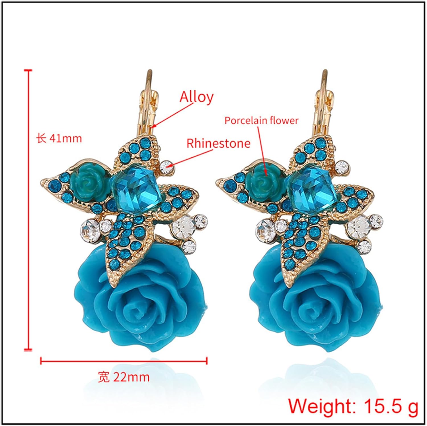 Vintage Bohemian Rose Flower Butterfly Dangle Drop Earrings,Dainty Creative Resin Acrylic Butterfly Flower Three-Dimensional Lever Earrings Wedding Brides Ear Jewelry - Image 4