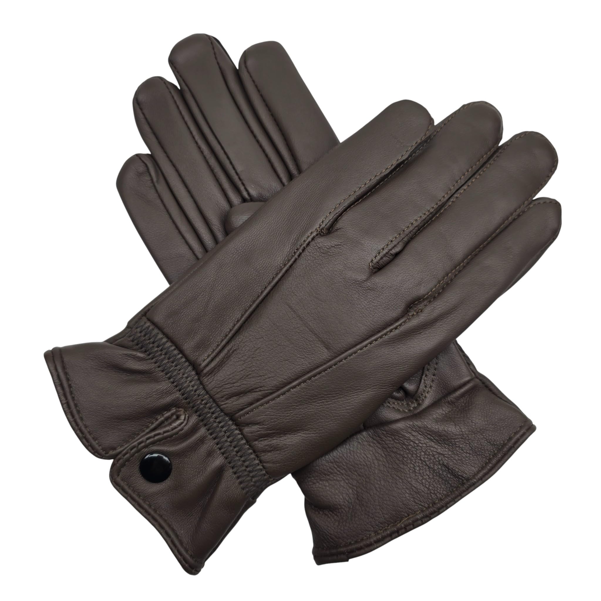 Leather Emporium Women's Dark Brown New Soft Genuine Leather Gloves Fully Lined Winter Warm (Small, )