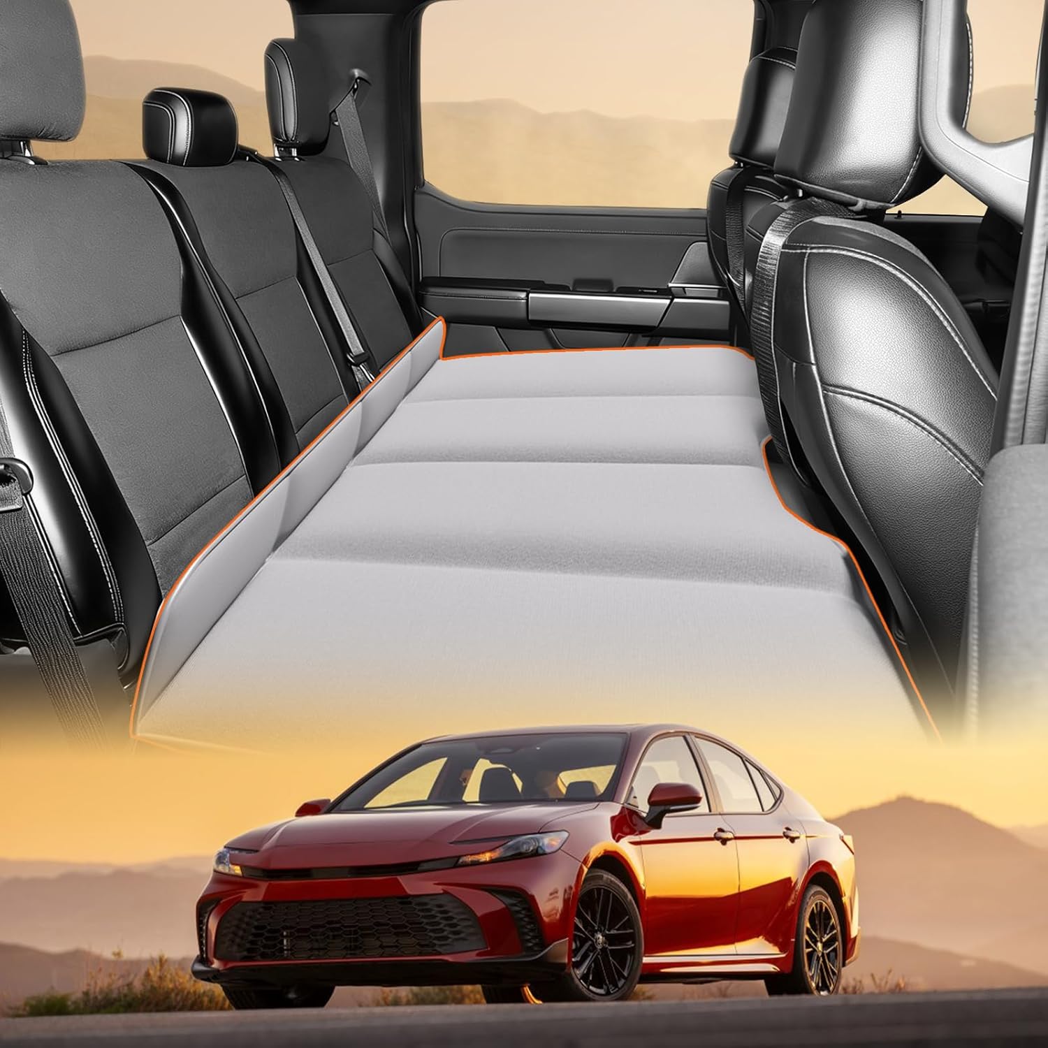 Car Bed Backseat for 2025–2026 Toyota Camry, Folding Mattress, Non Inflatable Car Mattress, Easy to Clean Material with Convenient Storage Design, Sleeping Platform, Car Camping Accessories