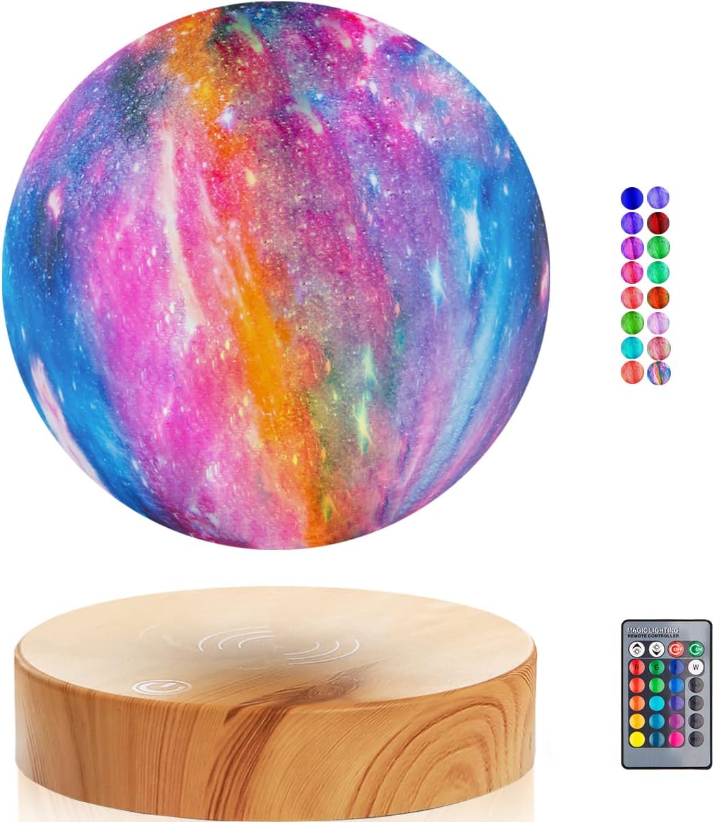 – VGAzer Magnetic Levitating Moon Lamp,Floating Moon Light 16 Colors with Remote (Round Base)