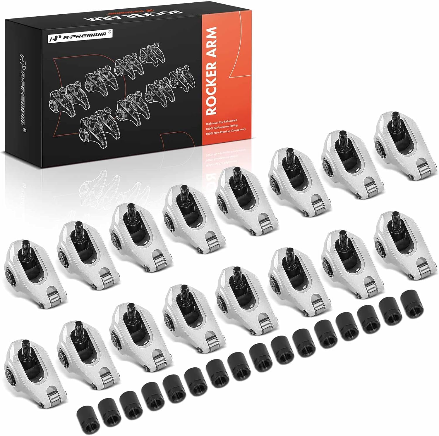 A-Premium 16Pcs Aluminum Engine Roller Rocker Arms with Needle Bearings Compatible with GM LS3/L92, 1.7 Ratio, 3/8" Studs