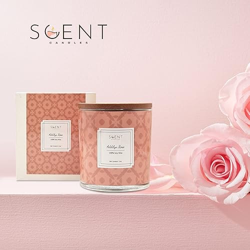 Miniatura 2 de SCENT CANDLES Velas altamente perfumadas  Velas de aromaterapia para el hogar  Vela Addilyn Rose  Tarro de vidrio de 12 onzas  Velas de cera de soja