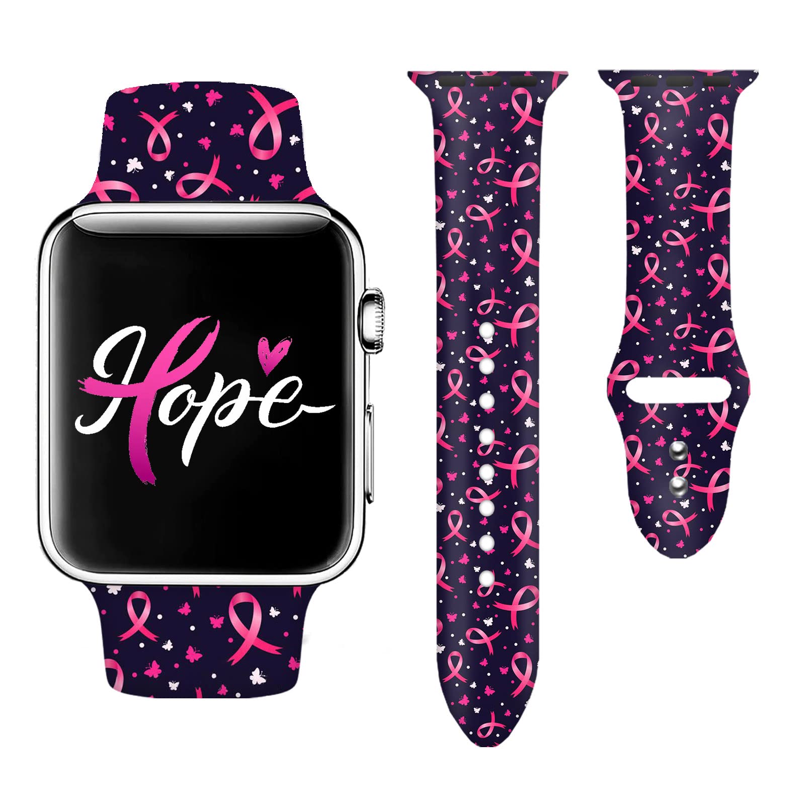 Fashion Sport Watch Band Compatible With Apple Watch 38mm 40mm 41mm 42mm 44mm 45mm 49mm For Women Men,Adjustable Replaceable Soft Silicone Smartwatch