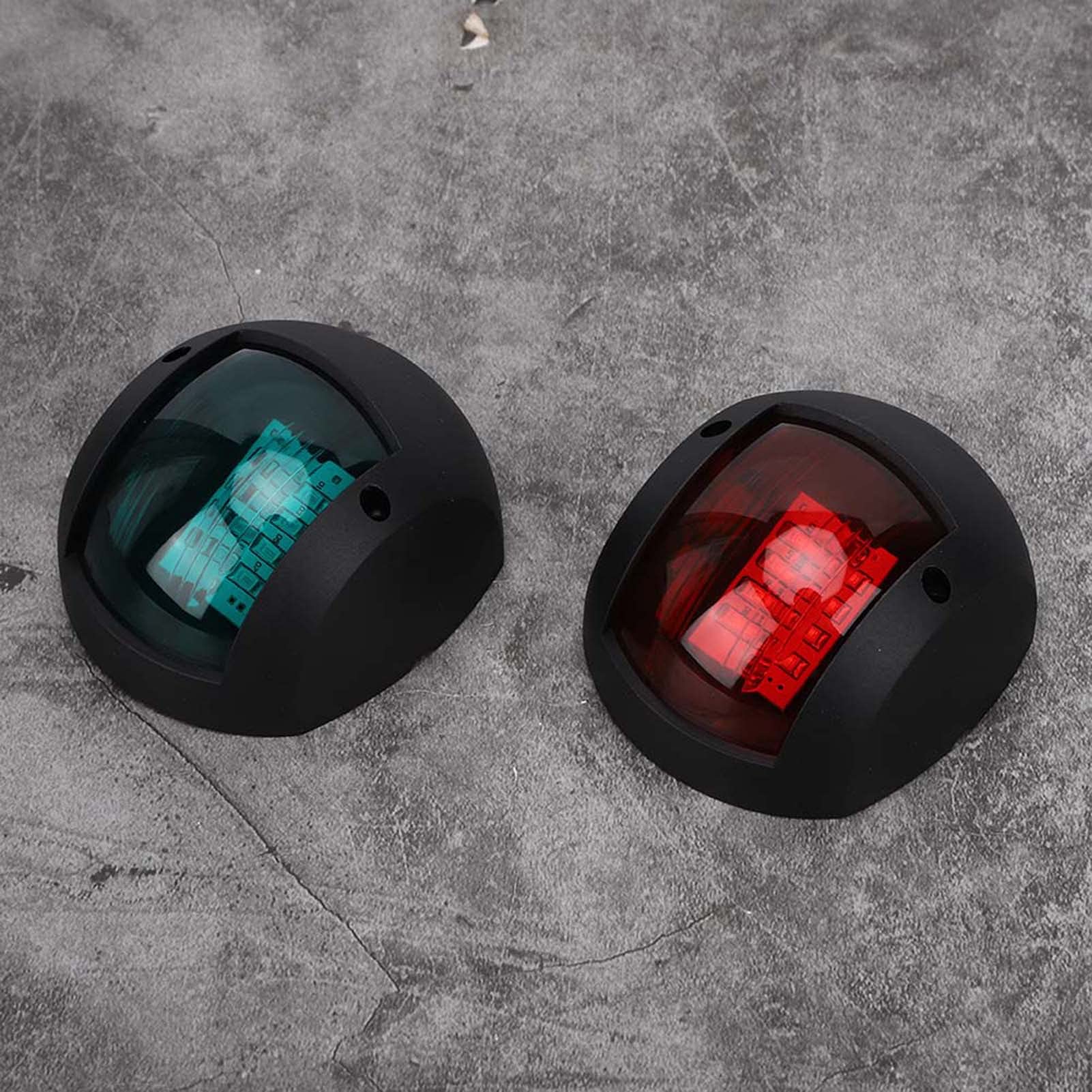 Qiilu luce di navigazione luce di navigazione Coppia di luci di navigazione per barche, luci di segnalazione sferiche LED verde rosso impermeabili Luci di navigazione per barche DC12V-24V 3W(Nero)