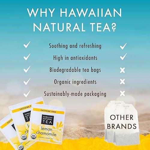 Miniatura 5 de Té de hierbas orgánicas de manzanilla y limón, sin cafeína, 20 bolsas de té