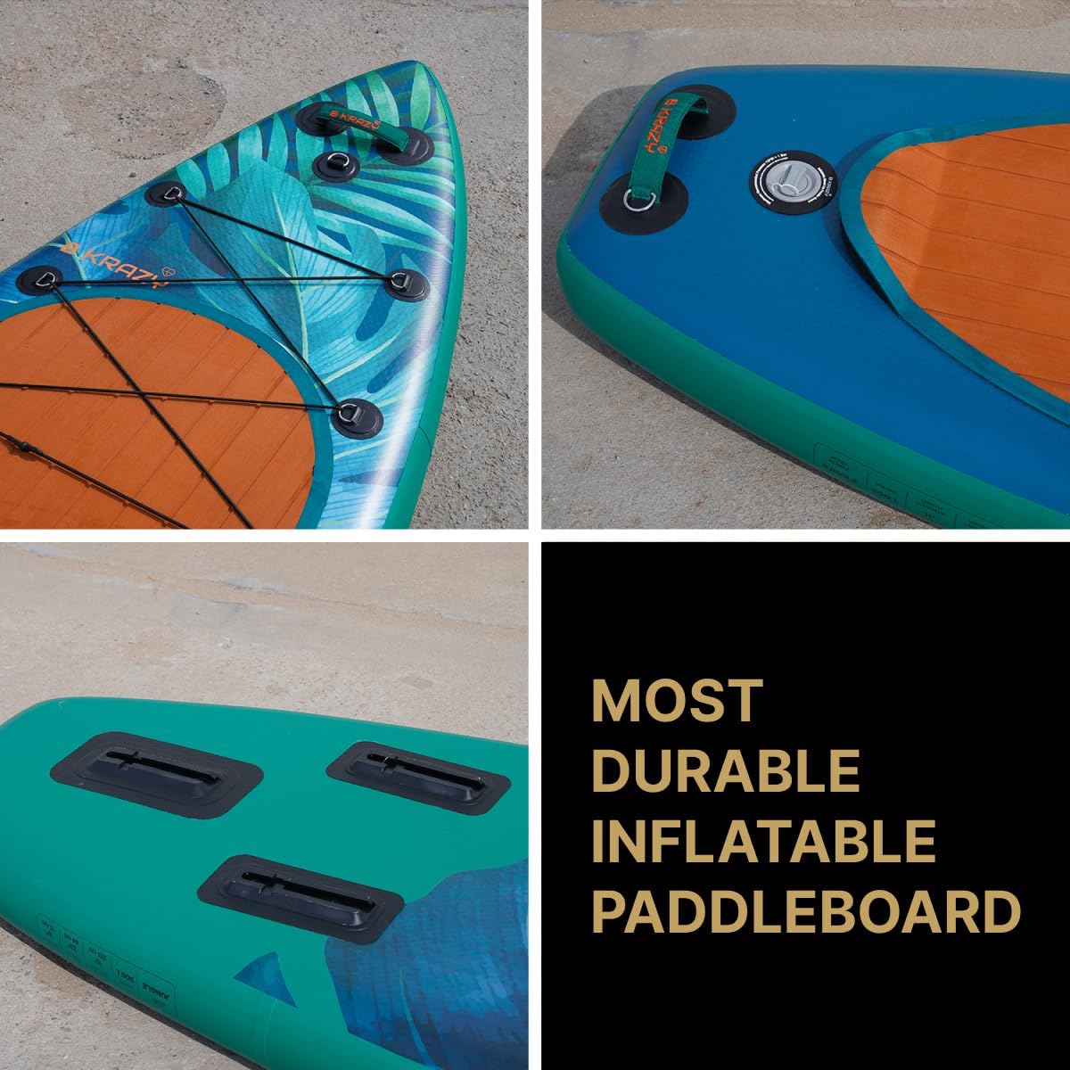 High-End Inflatable Paddle Board by Bkrazy - Complete Package with Accessories & Bag - Perfect Stand up Paddle Board for Lakes, Rivers and Oceans - 11 ft Paddle Board for Adults (Jungle)