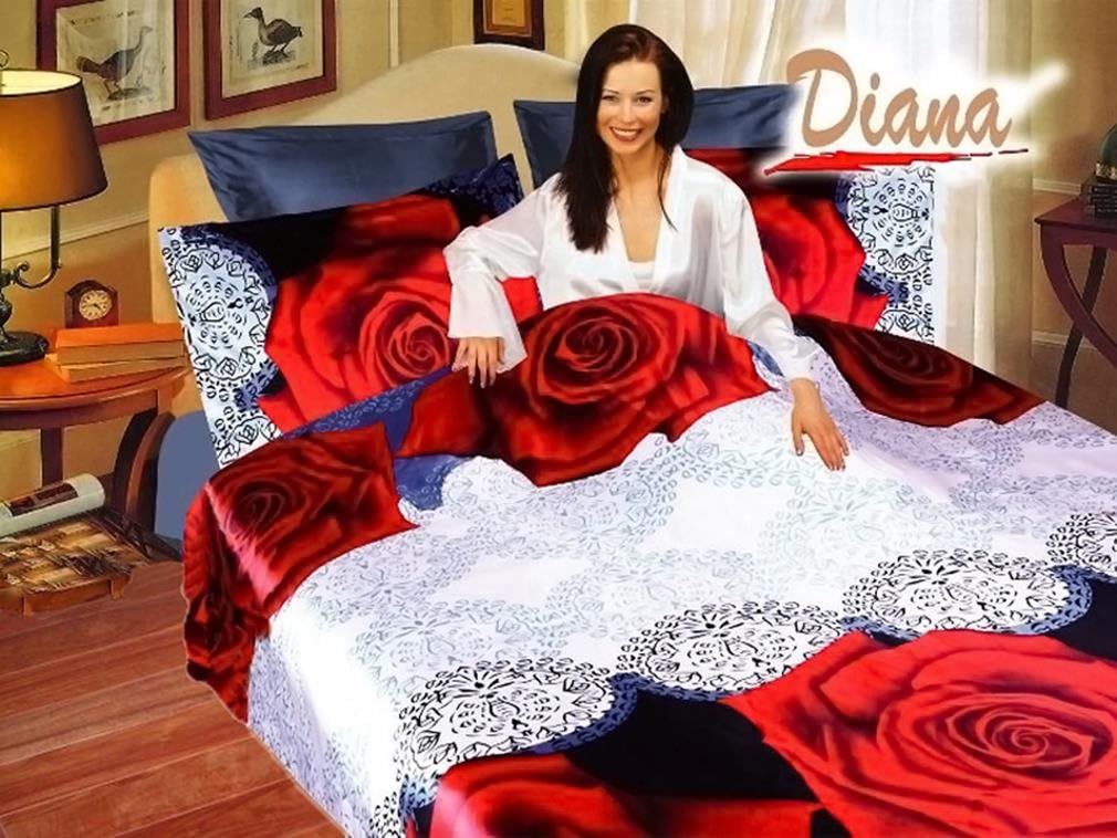 Diana Queen Bed Silk Satin Bedding Floral Duvet Cover Set