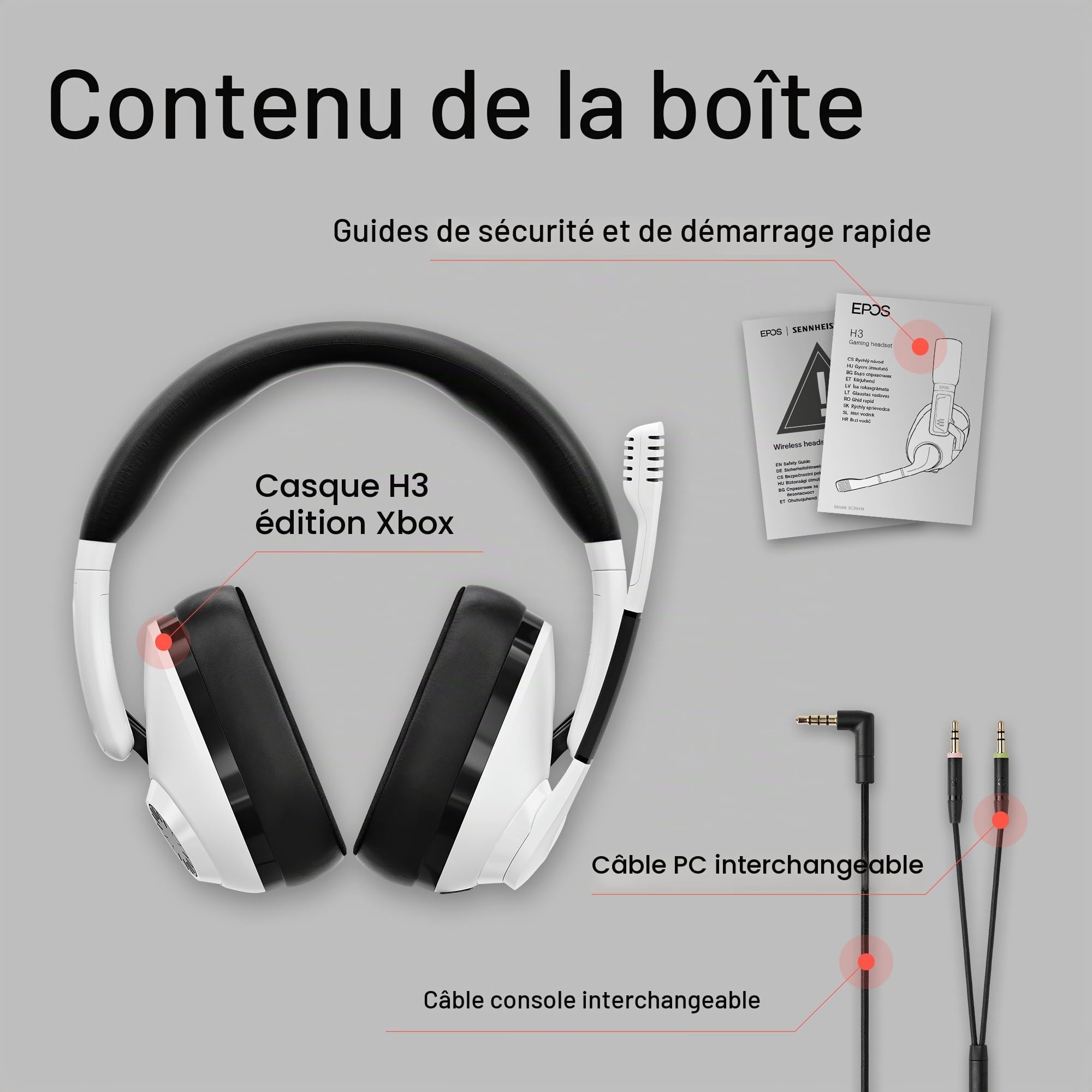 EPOS H3 Xbox Edition Filaire Casque Gaming | Casque Gamer Acoustique Fermée | Conçu pour Xbox Comprend des câbles pour PC, Mac, PS5™, PS4™ et Nintendo™ Switch