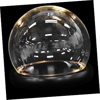 GALPADA 1 Juego Figura de cubierta de vidrio floral decoración inmortal Cubrir campana de cristal cubierta de pantalla de vidrio cubierta de cúpula de vidrio tapa de vidrio de madera Negro