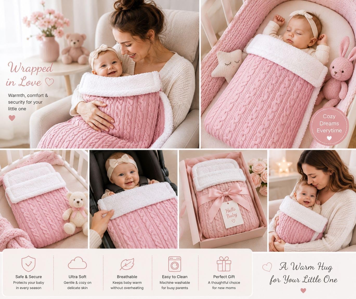 Baby Car Seat/Strollers Footmuff – Warm Plush Winter Cover for Infants