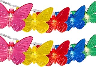 Abeja Colorful Butterfly String Lights, 8.5Ft Outdoor Butterfly LED Stri...