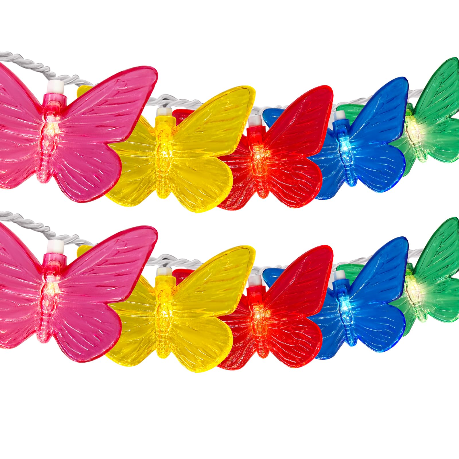 Abeja Colorful Butterfly String Lights, 8.5Ft Outdoor Butterfly LED String Lights with 10 Butterfly Fairy Light, Plug in Butterfly Hanging Decoration