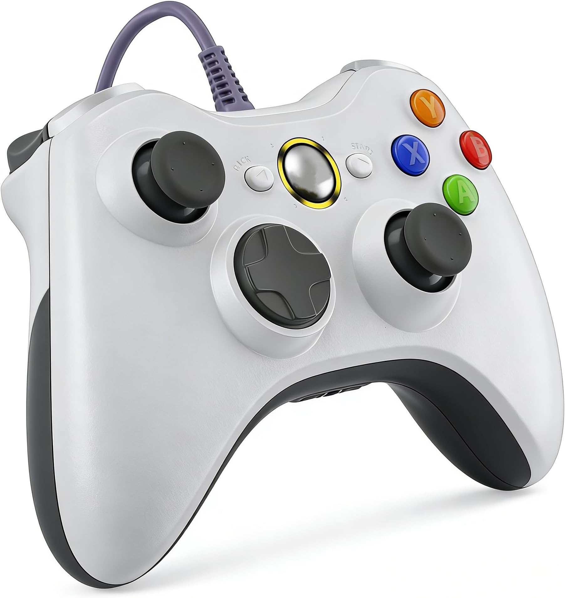 Xbox 360 Wired Controller, USB Gamepad Joystick with Dual Vibration, Plug & Play, Compatible with Xbox 360, Xbox 360 Slim & Windows 11/10/8/7 PC, Ergonomic Design for Home Gaming (XBOX360-WHITE)