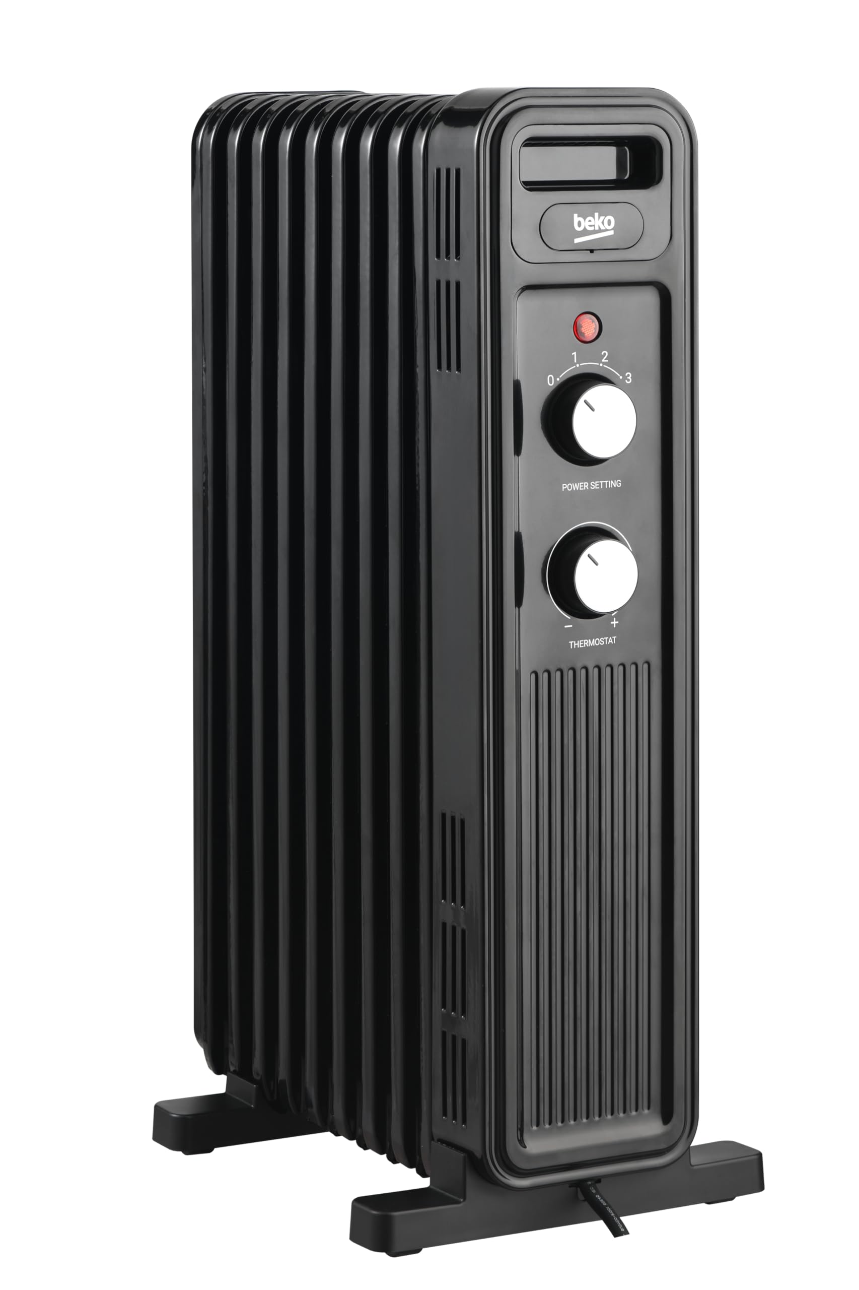 BEKO Radiatore ad olio RHO6320B | Potenza 2000W, 9 elementi riscaldanti, 3 impostazioni di potenza, Timer, Protezione antiribaltamento, con ruote, Nero
