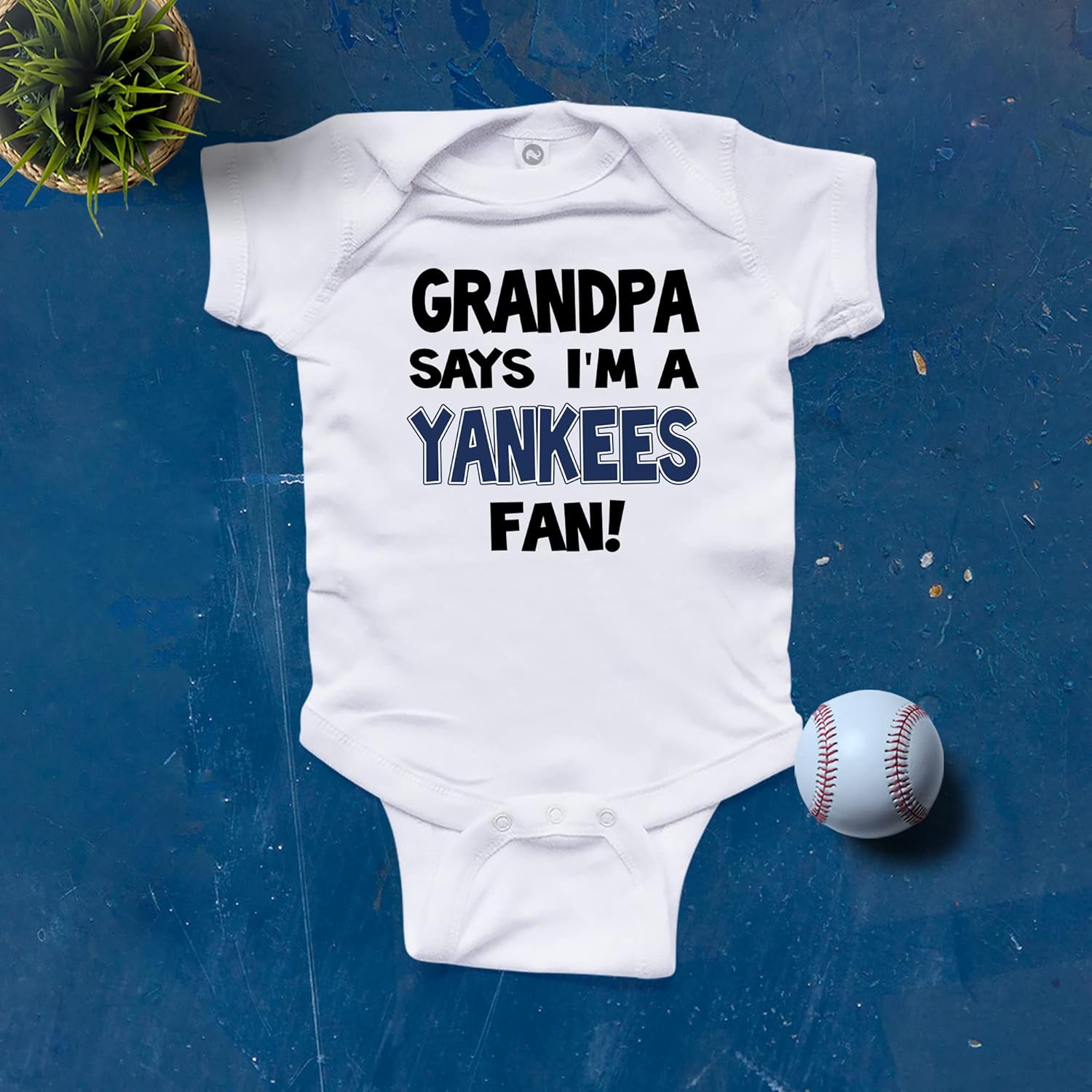 NanyCrafts Baby's Grandpa Says I'm a Yankees Fan Bodysuit, Baby Yankees Fan