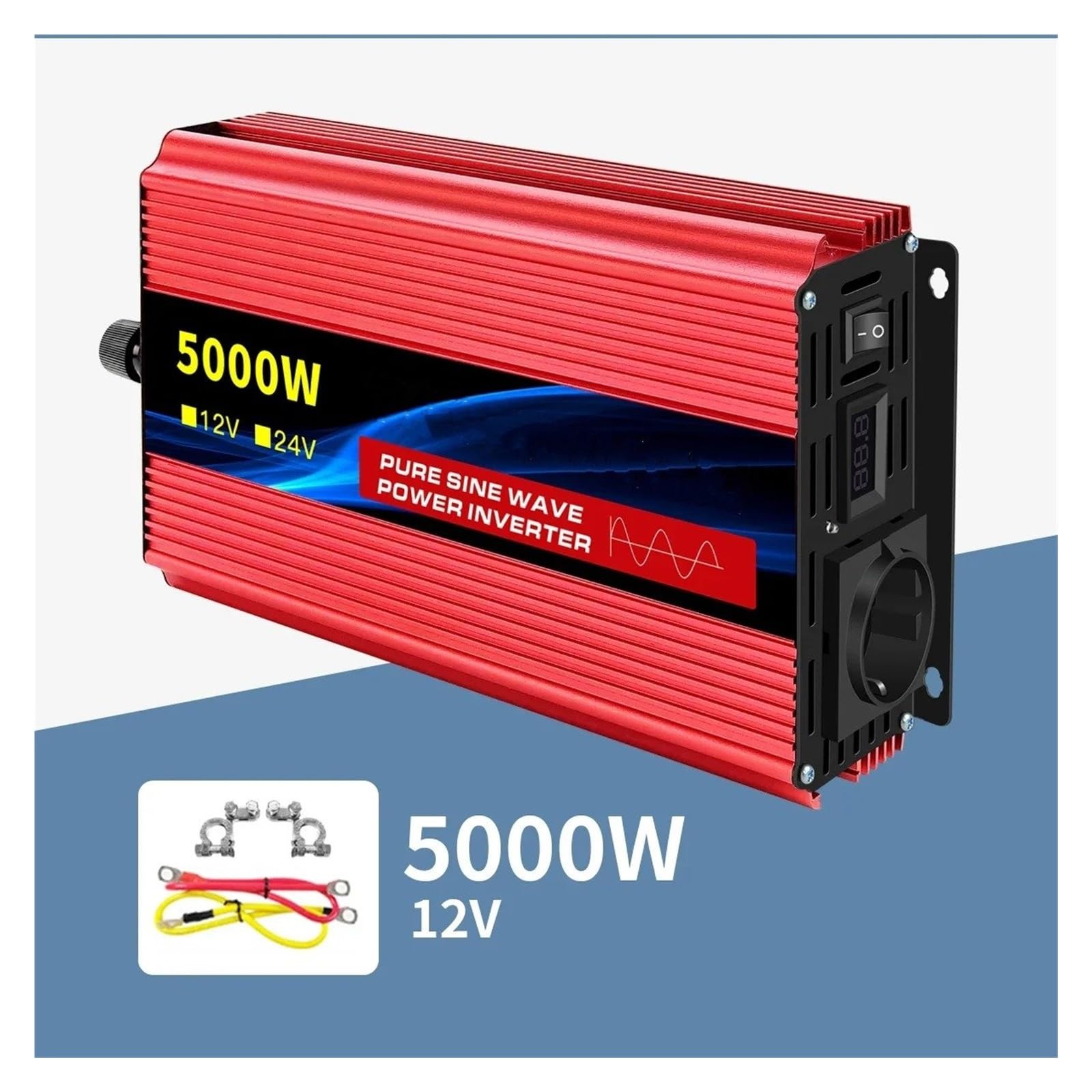 Inversor Inversor Corriente Onda Sinusoidal Pura 24 V A 220 V 3500 W con Enchufe Europeo con LED(12V 60HZ,5000W)