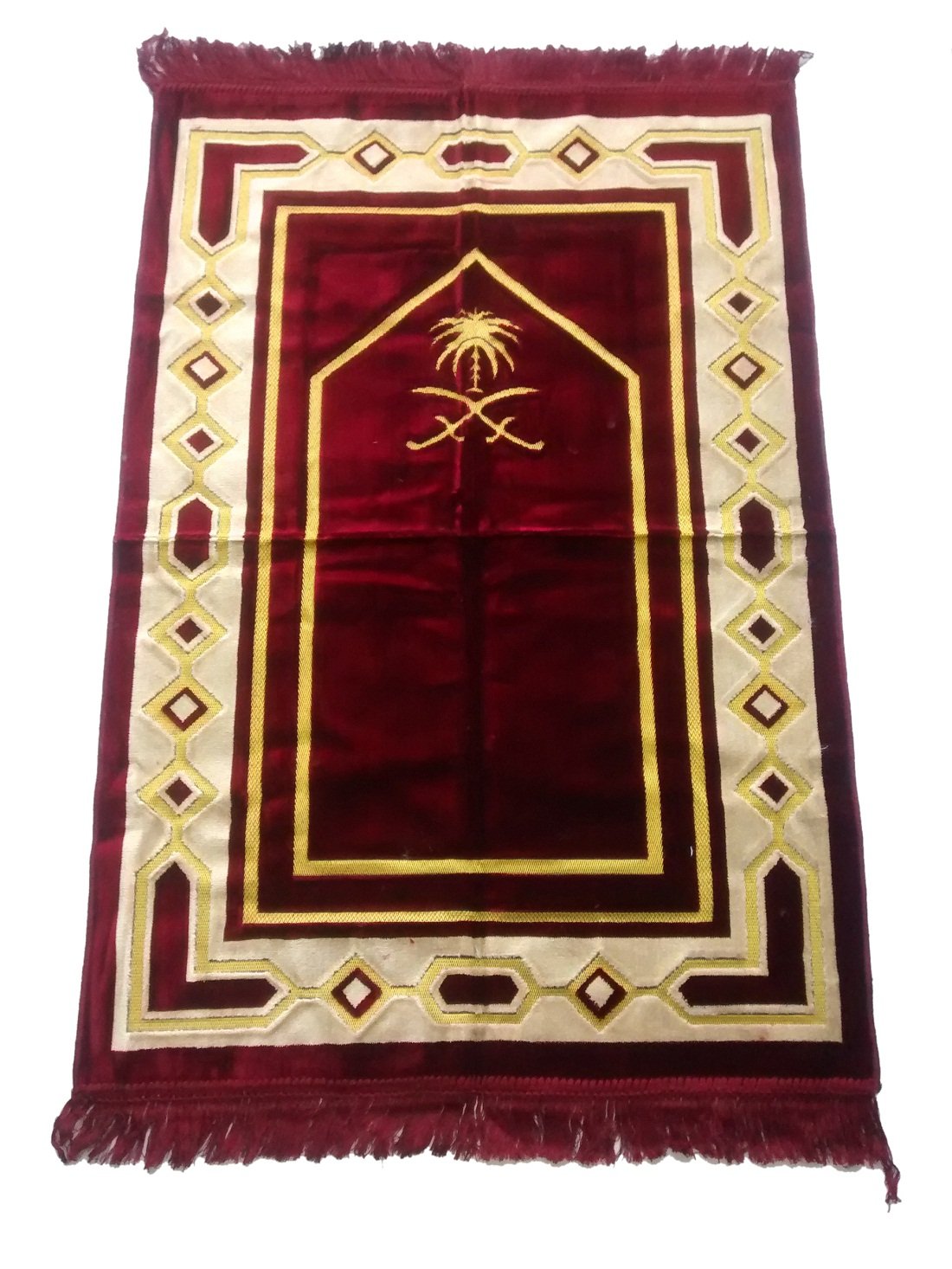 Fiable Mix Polyster Large Muslim Prayer Mat -Janamaz (Maroon)