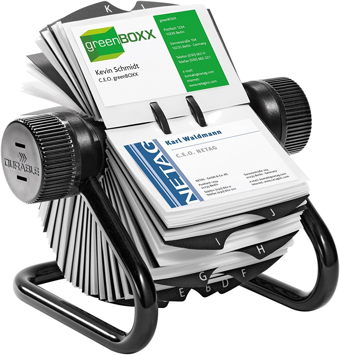 Durable 248101 Carpeta rodante Visifix, para 400 tarjetas de visita, índice A-​Z, negro