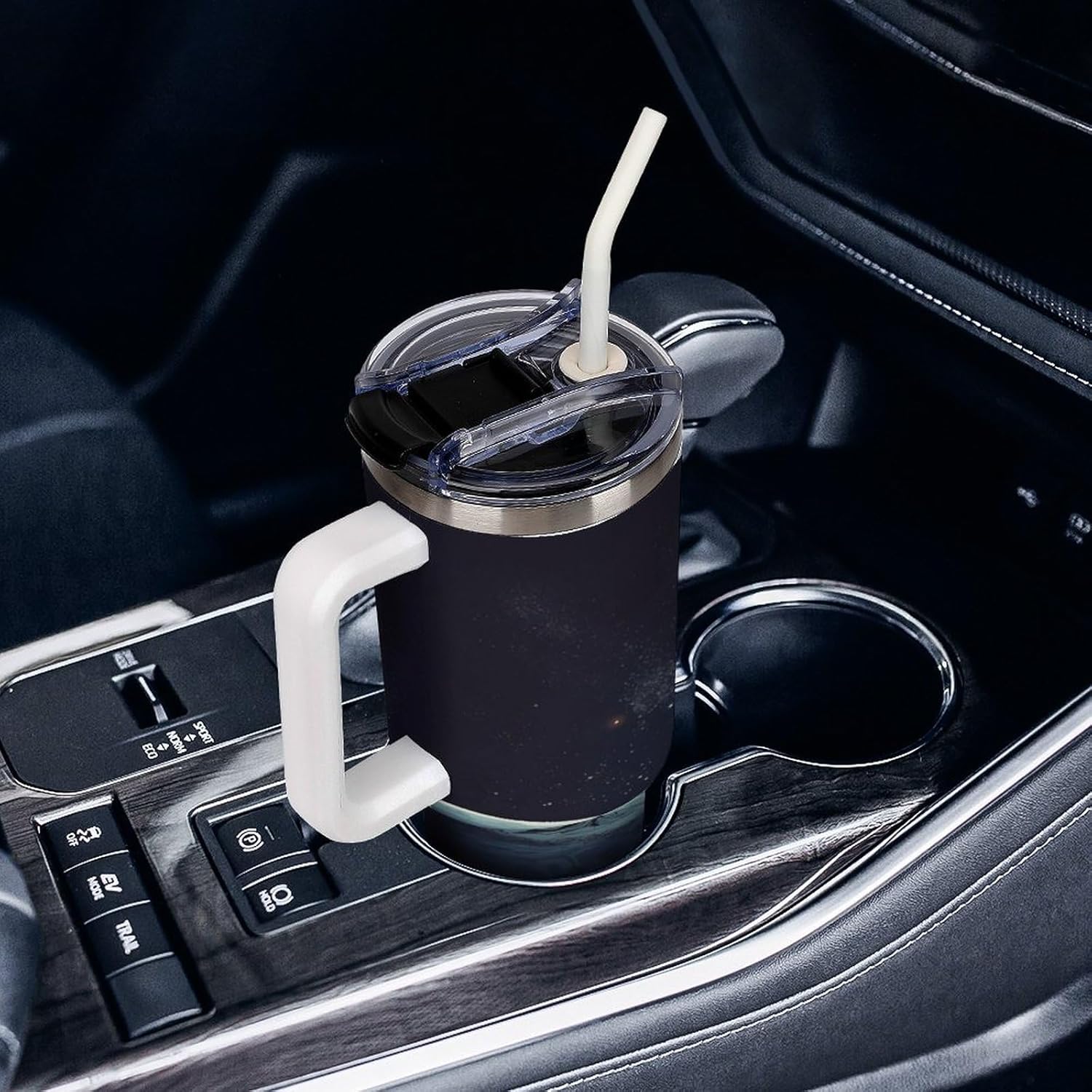 Astronaut Space Tumbler Stainless Steel Large Car Cup with Handle&Straw Lid Portable Coffee Cup Leak-proof Water Bottle Insulated Vacuum Travel Mug for Home Outdoor 40oz