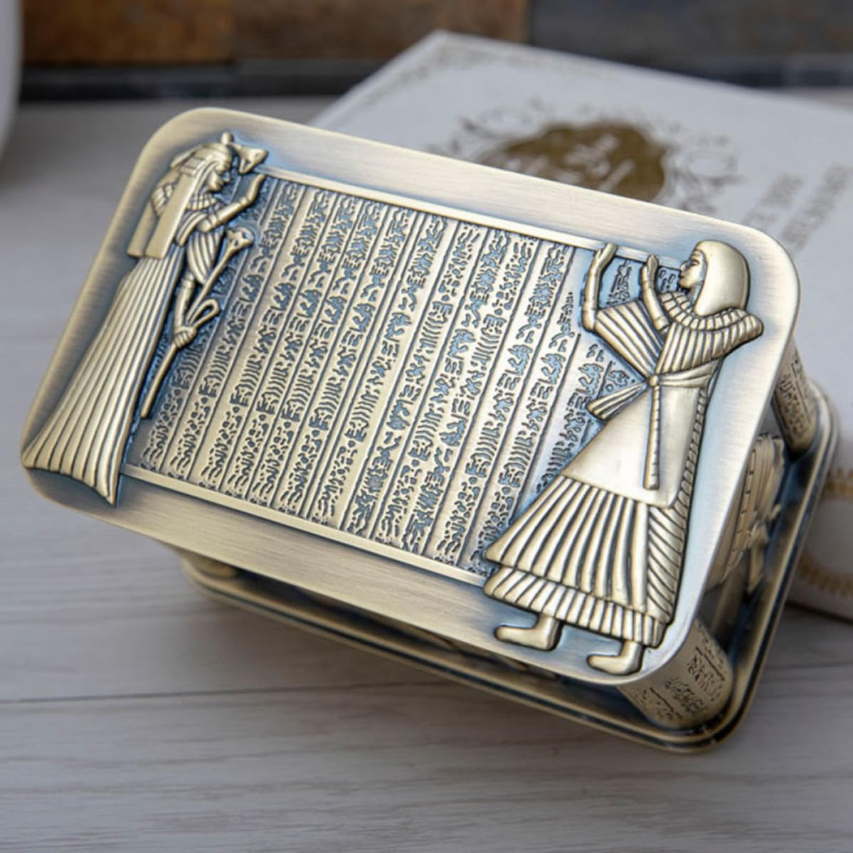 Joyero Retro de Aleación de Zinc Dorado para Tocador, Decorativo