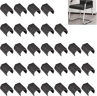 UFURMATE Plastic Chair Pads, 30Pcs Non-Slip Chair Leg Floor Protectors Rectangle Chair Legs Tips Caps U Shaped Chair Tube Floor Protectors for Dia.25mm Round Sled Base Chair Leg
